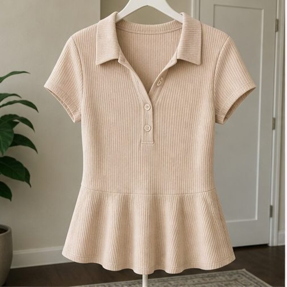 Sand Peplum Top